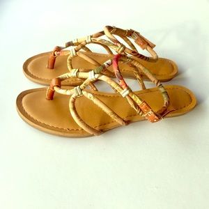 Fergalicious “Goldy” Sandals in Tan. Size 5